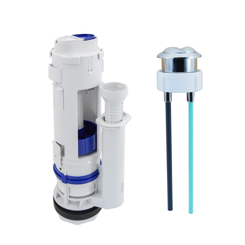 Lychee Light Dual Flush Valve & Push Button Replacement Parts and Assembly Fits Geberit & kohler Split Toilet Parts, with Top Push Button,Universal Toilet Tank Spare Kits White,2 Inches (11"" Height) - Image 1